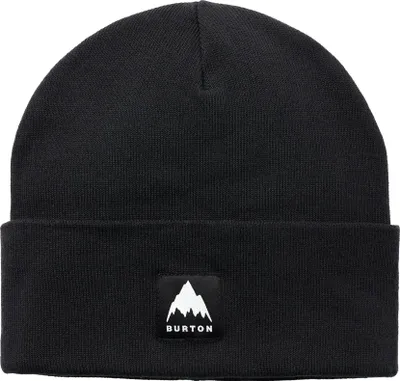 A black beanie with a white mountain logo and the brand name 'BURTON' below it.