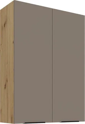 Obrázek produktu pro Vysoká horní kuchyňská skříňka LUNARA - šířka 80 cm, tmavě béžová / dub artisan