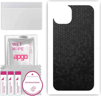Produktbild von apgo Rückseite Schutzfolie, Skin, kompatibel mit Apple iPhone 14 Plus, Hinten Displayschutzfolie aus Vinylfolie, kratzfest, einfache Montage - Schwarze Honigwabe