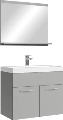 Image de Meuble de salle de bain Montreal Set 02 60 x 35 cm - Gris mat - Meuble de salle de bain avec miroir