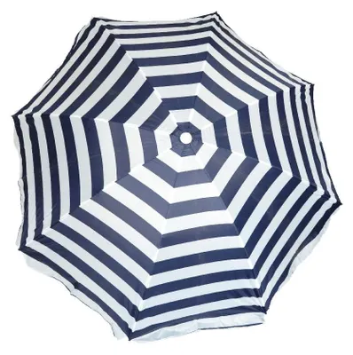 Image de Parasol de plage à rayures bleu marine 180 cm