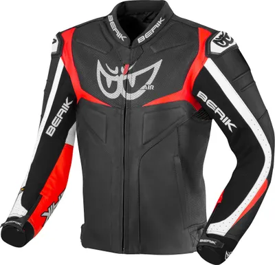 Produktbild von Berik Wild Chase Motorrad Lederjacke, schwarz/weiß/rot, 52