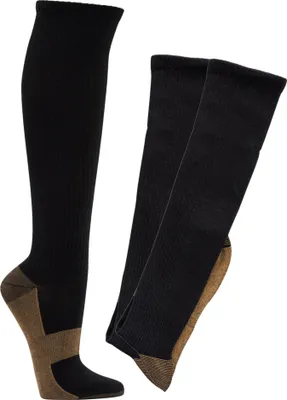 Produktbild von Paar Kompressionssocken mit KUPFER Stützstrümpfe Kompressionsstrümpfe Kniestrümpfe 39/42 schwarz beige