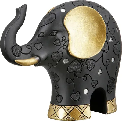Immagine prodotto di Gilde Figur, Elefant, "Ajok", graphisch, Kunstharz, schwarz, VE 2, L. 19 cm, B. 7 cm, H. 15 cm 37760 4063387377604