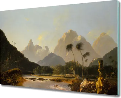 Produktbild von Glas-Herdabdeckplatte Glaskeramikfeldabdeckung Spritzschutz - 80x52 cm - Berge Kunst Malerei