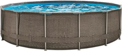Produktbild von Summer Waves Active Frame Basen naziemny okrągły z akcesoriami o wyglądzie rattanu brązowy Ø 457x107 cm