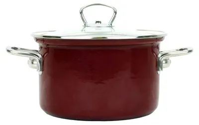 Image de Pot, Pot d'émail classique, massif, rouge 16 cm 2,1 l