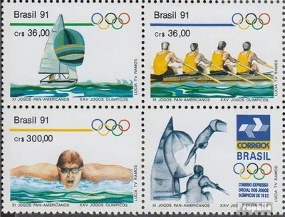 Produktbild von Briefmarken Brasilien 1991 Mi 2404-2406 Viererblock (kompl.Ausg.) postfrisch Panamerikanische Sportspiele