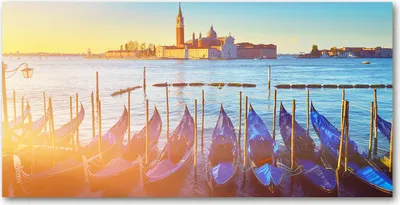 Produktbild von Tulup Glas-Bild -140x70- Wandkunst Dekorative Wand für Küche & Wohnzimmer - Landschaften - Venedig - Blau
