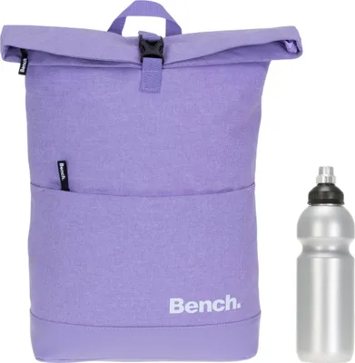 Produktbild von Kurierrucksack Damen Mädchen Freizeitrucksack Bench Roll-Top Classic Rucksack Laptoprucksack 64180 1800 Pastell Flieder Lila + Trinkflasche Bagboom®