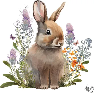 Produktbild von 20 Servietten Belle Bunny - Hase an einzelnen Blumen 33x33cm