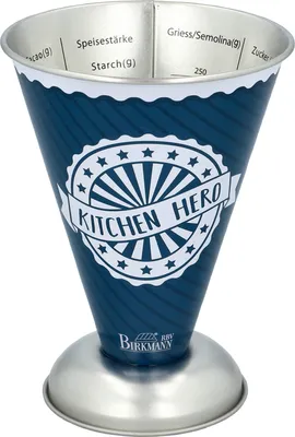 Produktbild von BIRKMANN Messbecher, blau, Ø 11 cm, H 14,5 cm, 250 ml, aus robustem Weißblech, 422919