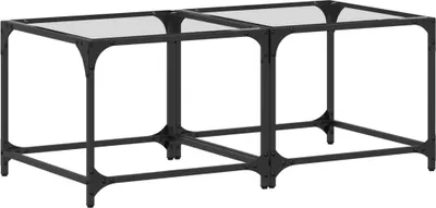 Obrázok produktu pre vidaXL Konferenčné stolíky so sklenenou doskou 2 ks. Priehľadný 50x50x40 cm Oceľ