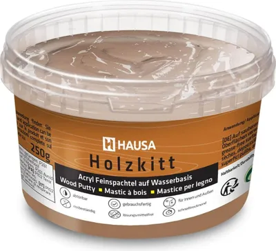 Produktbild von HAUSA Holzkitt 250 g Wenge Holzspachtelmasse, Kitt für Holz, Holzspachtel/Füllmasse zum Reparieren von Holzschäden gebrauchsfertig ausgezeichnete Füllkraft schnelltrocknend rissbeständig