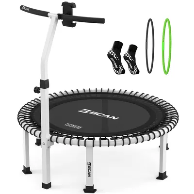 Produktbild von BCAN 227kg Trampolin 102cm – verstellbare Gummiseile für leisen Sprung, stabiler Griff & rutschfeste Socken, Indoor & Outdoor, für Kinder & Erwachsene