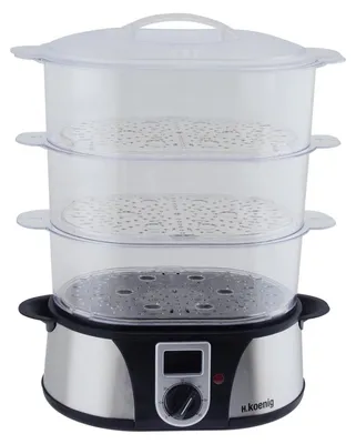 Produktbild von H.Koenig VAP12, 3 Korb/Körbe, Schwarz, Edelstahl, Arbeitsplatte, Drehregler, Vorderseite, 1,4 l