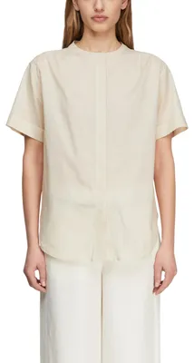 Productafbeelding van COMMA damesblouse – korte mouwen, opstaande kraag, katoen