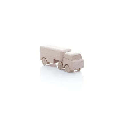 Obrázok produktu pre Drevený nákladiak s prívesom prírodný VxŠxH 3,5x7,5x3cm NOVINKA