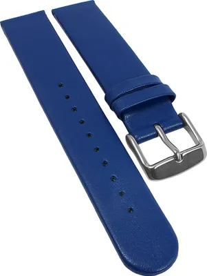 Produktbild von Herzog Vegan Uhrenarmband gleichlaufend blau glatt Apfelfaser , Schließe:Silbern, Anstoß:18 mm