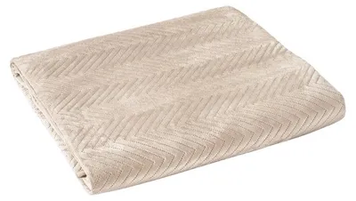 Zdjęcie produktu dla Narzuta, narzuta na łóżko w sypialni, Lux, wzór w jodełkę, 200 x 220 cm, beżowa