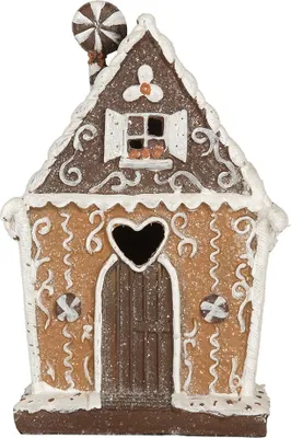 Image de Clayre & Eef Maison en pain d'épices avec LED 14x9x21 cm brun plastique