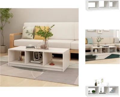 Imagen del producto de vidaXL Mesa de centro blanca de 110x50x34 cm, de madera maciza de pino - Mesas de centro