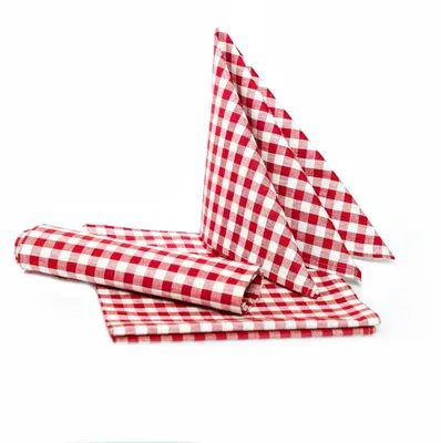 Produktbild von Karierte Servietten 40x40 cm - Rot-Weiß - 100% Baumwolle - Set von 12