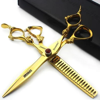 Image de Ciseaux de coiffure, ciseaux effilants, pour cheveux, 16,5 cm, en acier inoxydable, lot de 2
