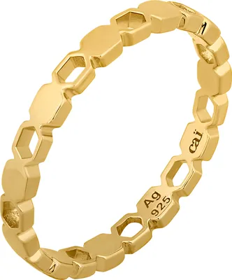 Produktbild von cai Ring 925/- Sterling Silber vergoldet Hexagon Cut Outs Stacking