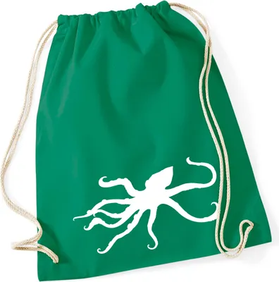 Produktbild von Huuraa Turnbeutel Oktopus Silhouette 12 Liter Kelly Green Baumwolle Rucksack Geschenkidee