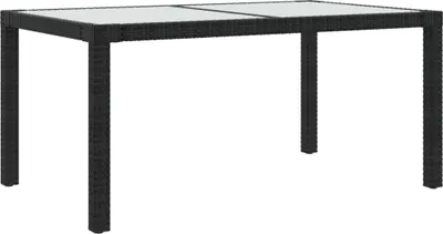 Immagine prodotto di Tavolo da giardino 150 x 75 x 90 cm nero in vetro e polyrattan