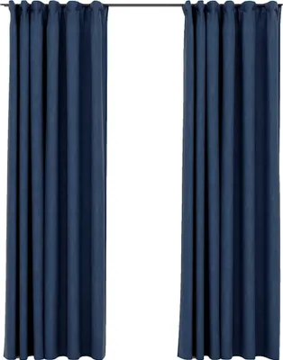 Produktbild von vidaXL Verdunkelungsvorhänge Haken Leinenoptik 2 Stk. Blau 140x245cm