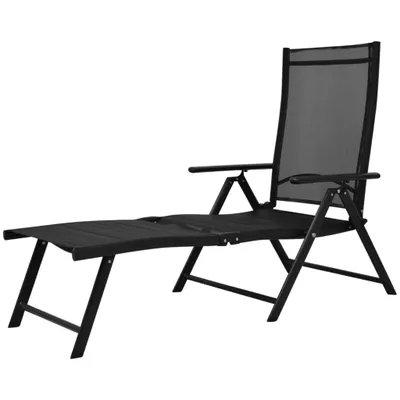 Image de vidaXL Bain de soleil pliable aluminium noir