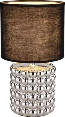 Image de Lampe de table, céramique textile chrome, noir, H 33 cm