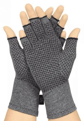 Produktbild von GO Medical Rheuma Handschuhe mit Silikon - L - Grau