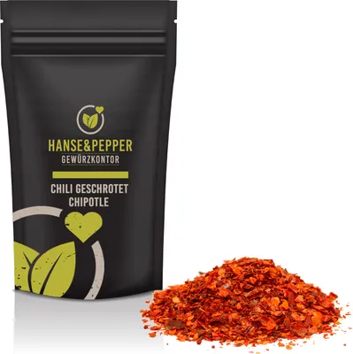Produktbild von 1kg Chili Chipotle geschrotet geräuchert rauchiges Aroma Scharf Smoky Chilli