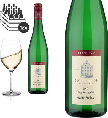 Produktbild von 12er Karton 2019 Ürzig Würzgarten Riesling Spätlese von Weingut Mönchhof Ürzig - Weißwein
