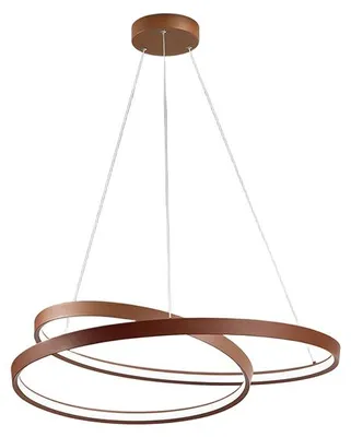 Imagen del producto de Lámpara colgante LED de 55W, redonda, con regulador de intensidad (ajuste de temperatura de color), estructura metálica en color marrón claro mate, con altura ajustable, diseño moderno - Perenz