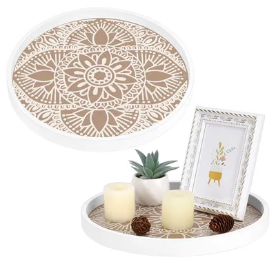 Immagine prodotto di Set di 2 vassoi decorativi in legno bianco