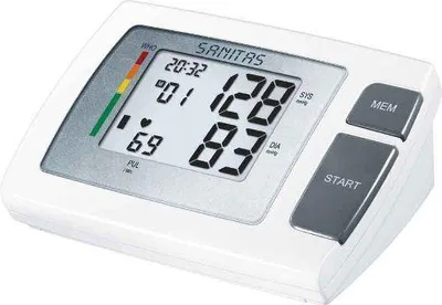 Produktbild von Sanitas SBM 29 652.25 Blutdruck-Messgerät, Oberarm-Messung, automatisches Aufpumpen, 60 speicherbare Messungen