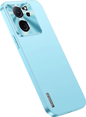A light blue phone case with a camera module is shown against a white background.