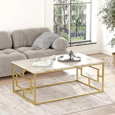 Zdjęcie produktu dla Stolik kawowy Houseland Voyage 02 marmur/złoto