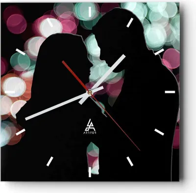 Produktbild von Wanduhr - Quadrat - Glasuhr - Paar Liebe Beziehung - 40x40cm - Schleichendes Uhrwerk - Lautlos - zum Aufhängen bereit - Dekoration Modern - Wanddekoration aus Glas - C3AC40x40-2551