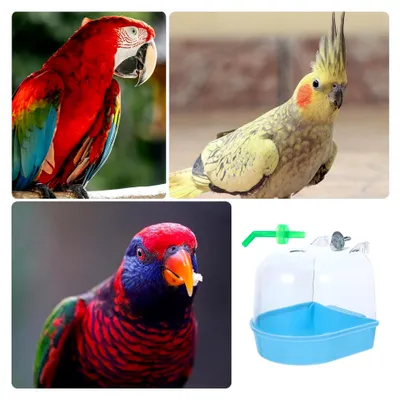 Produktbild von Vogelbad aus Kunststoff, auslaufsicher mit Haken, kompakt für Wellensittiche und Papageien