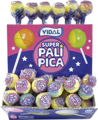 Produktbild von Display Komplett Vidal Super-Palipica 100 x super Saurer Lolli mit Kaugummikern
