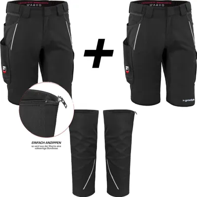 Produktbild von Qualitex kurze Arbeitshose - Moderne kurze Arbeitshose - 2x Herren Shorts IRON + Beinverlängerung - in Farbe: schwarz - Herren: 44 - Damen: 38