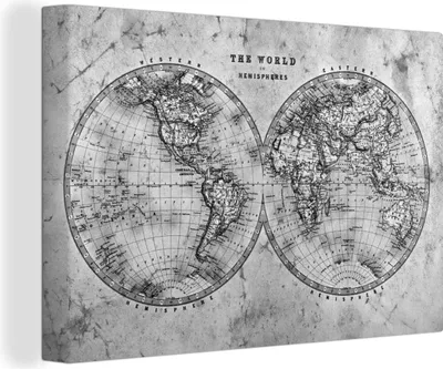 Obrázek produktu pro OneMillionCanvasses® - Plátna - Mapa světa - Vintage - Papyrus - Děti - Chlapec - Dívka, nástěnné umění, nástěnné dekorace Obývací pokoj, 60x40cm