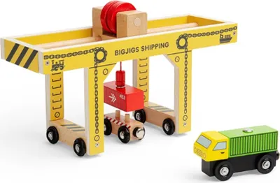 Produktbild von BigJigs Holzkran Spielzeug - Eisenbahn Zubehör für Kinder