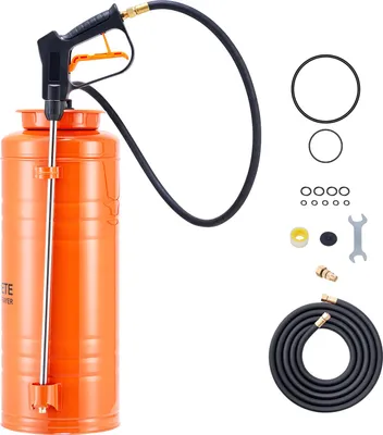 Produktbild von SucceBuy Industrieller Drucksprüher, 13,2L Edelstahl-Sprühgerät, robuster Pumpsprüher mit ergonomischem Pistolengriff, Schlauch und 2 Messingdüsen, geeignet für Bauarbeiten und Gartenpflege