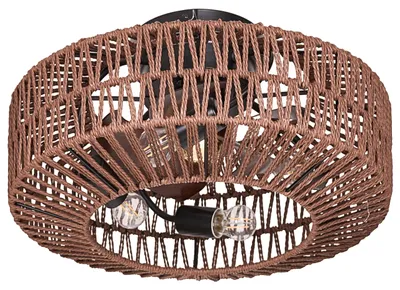Obrázok produktu pre BELIANI Stropný ventilátor, hnedý, kovový, s osvetlením, diaľkové ovládanie, 5 krídel, 3 rýchlostné stupne, časovač, funkcia dopredu a dozadu, štýl boho, vhodný do kancelárie a obývačky